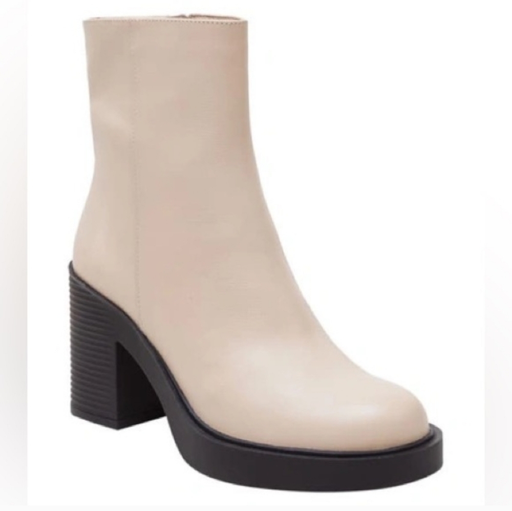 NEW Lisa Vicky Valid Platform Beige Polish Cream Calf Bootie Boot 10